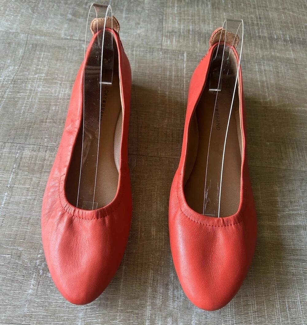Lucky Brand Caliz Ballet Flats Women’s 9.5 M EU 41 Coral Pink Leather NWOB